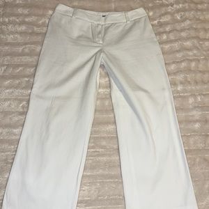 Ann Taylor White Textured Wide-leg Cropped Pants